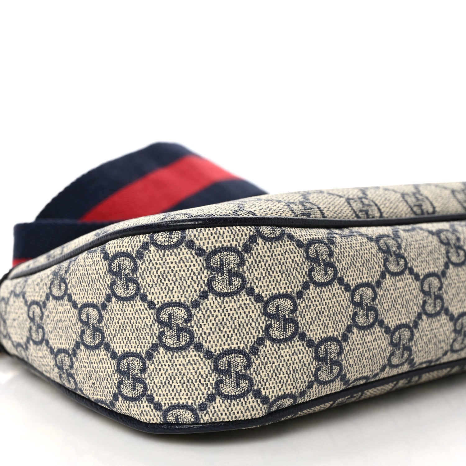 Gucci GG Supreme Monogram Textured Dollar Calfskin Web Small Ophidia GG Handbag Beige Blue 7 of 9