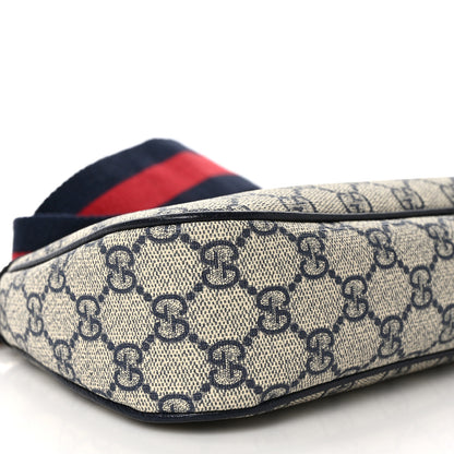 Gucci GG Supreme Monogram Textured Dollar Calfskin Web Small Ophidia GG Handbag Beige Blue 7 of 9