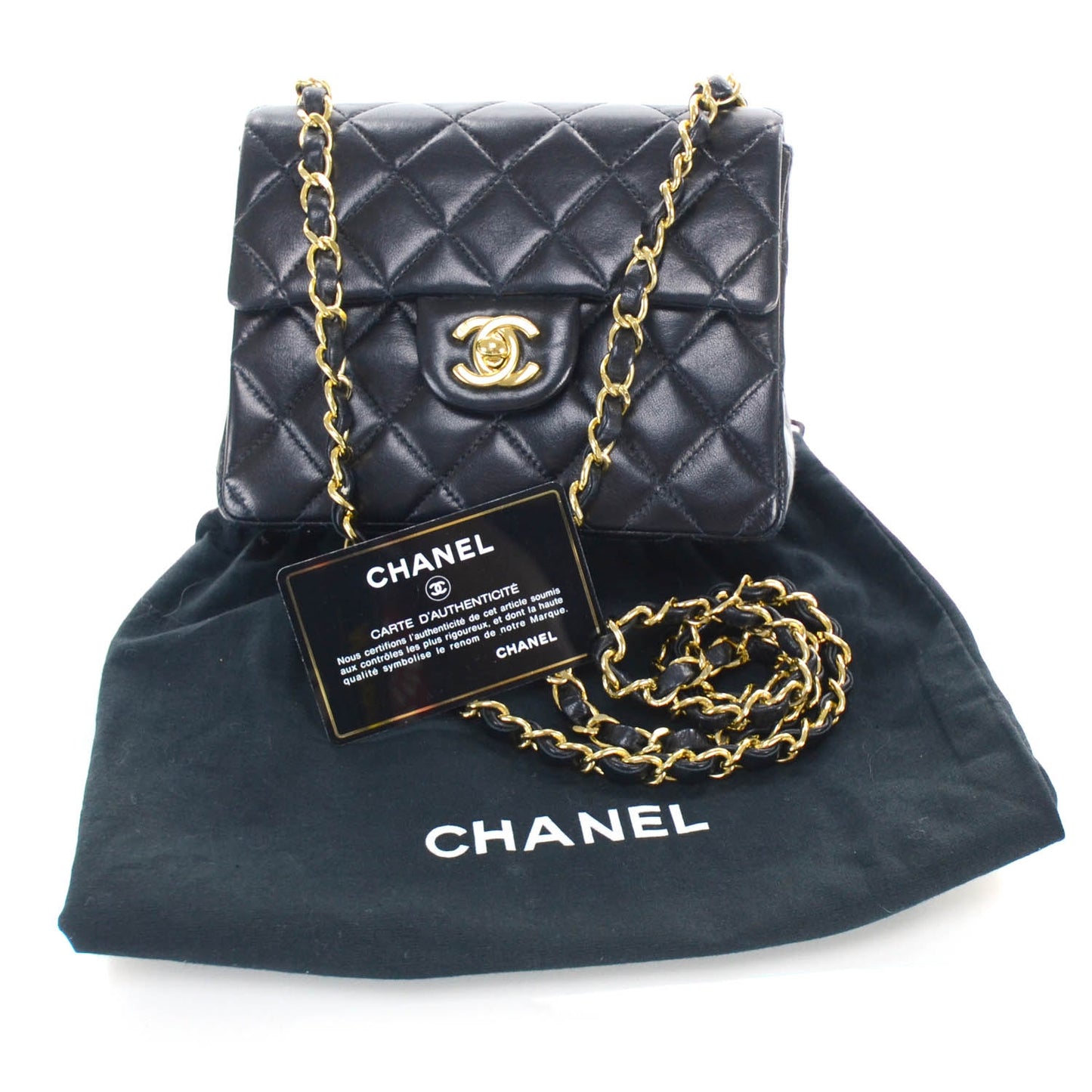 Lambskin Quilted Mini Flap Black