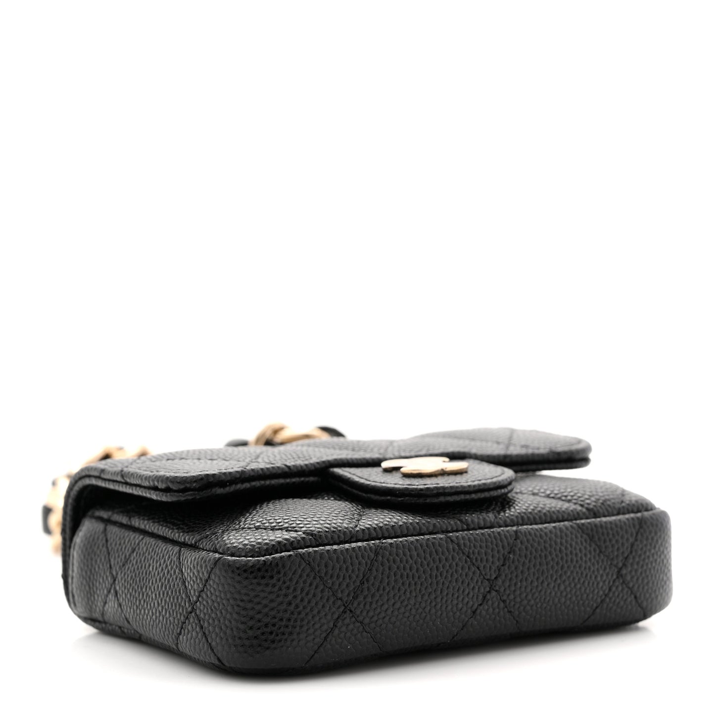 Caviar Quilted Mini Chain Belt Bag Black