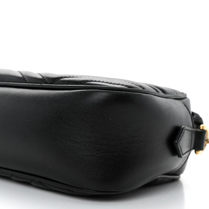 Gucci Calfskin Matelasse Small GG Marmont Chain Shoulder Bag Black 10 of 11