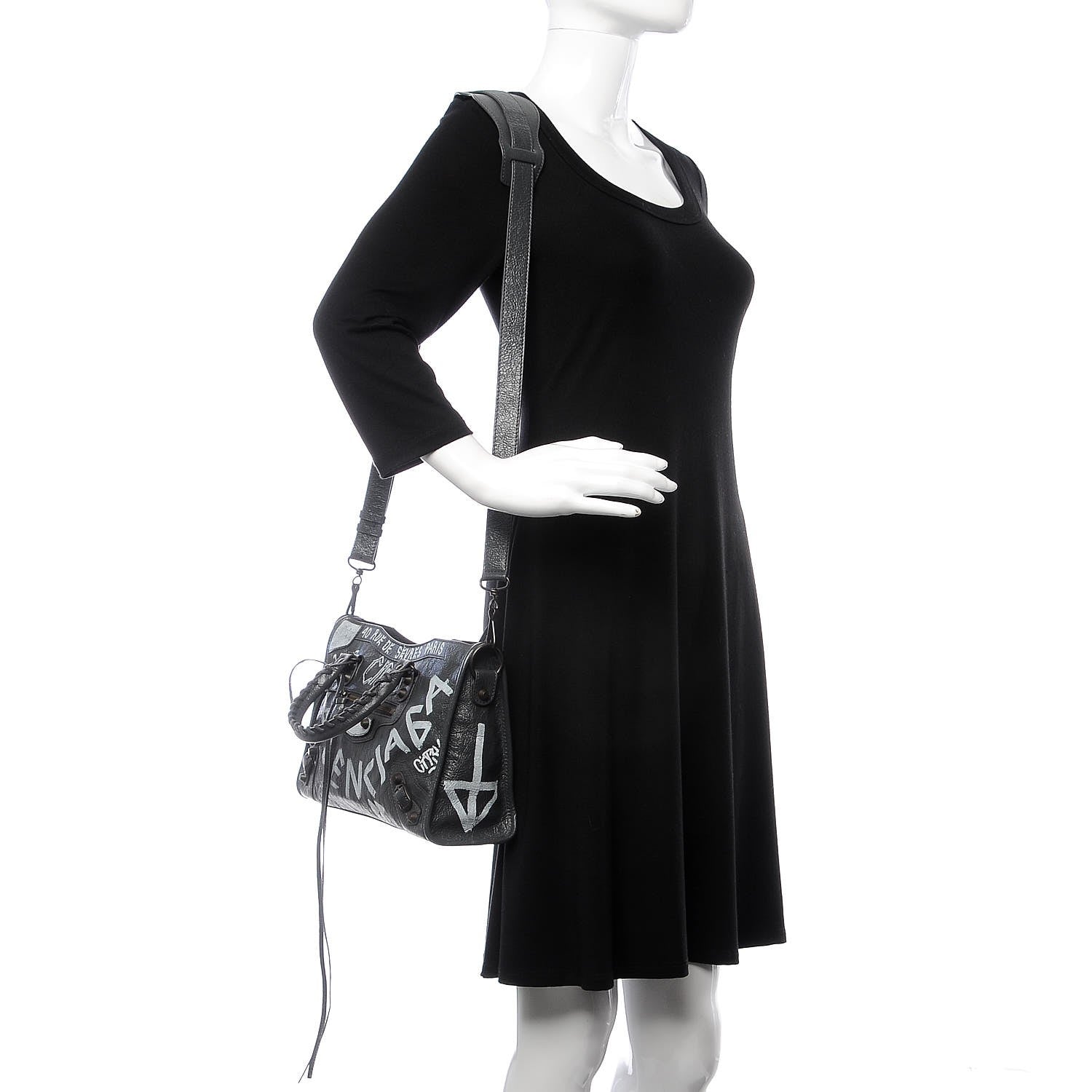 Balenciaga Agneau Arena Graffiti All Over Classic Hardware S City Gris Fossile White 2 of 7