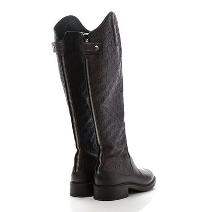 Gucci Guccissima Calfskin Miro Soft Knee High Riding Boots 39 Chocolate 4 of 14