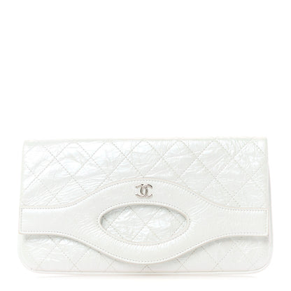 Chanel Iridescent Aged Calfskin Quilted Small 31 Pouch White 1 of 11
