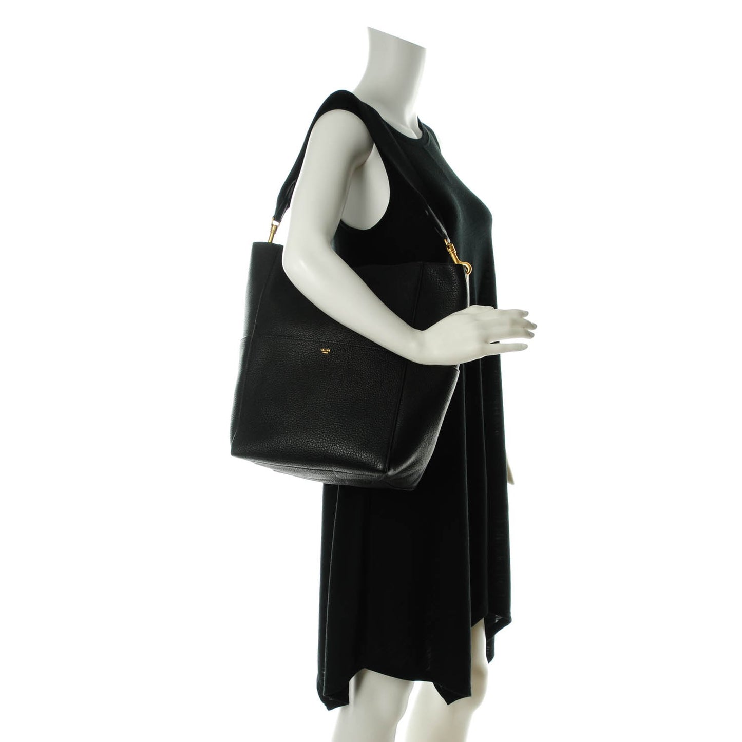 Goatskin Sangle Bucket Bag Black