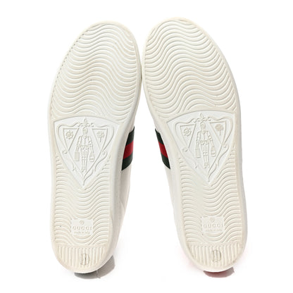 Gucci Calfskin Ayers Bee Embroidered Womens Ace Sneakers 41 White Green 5 of 8