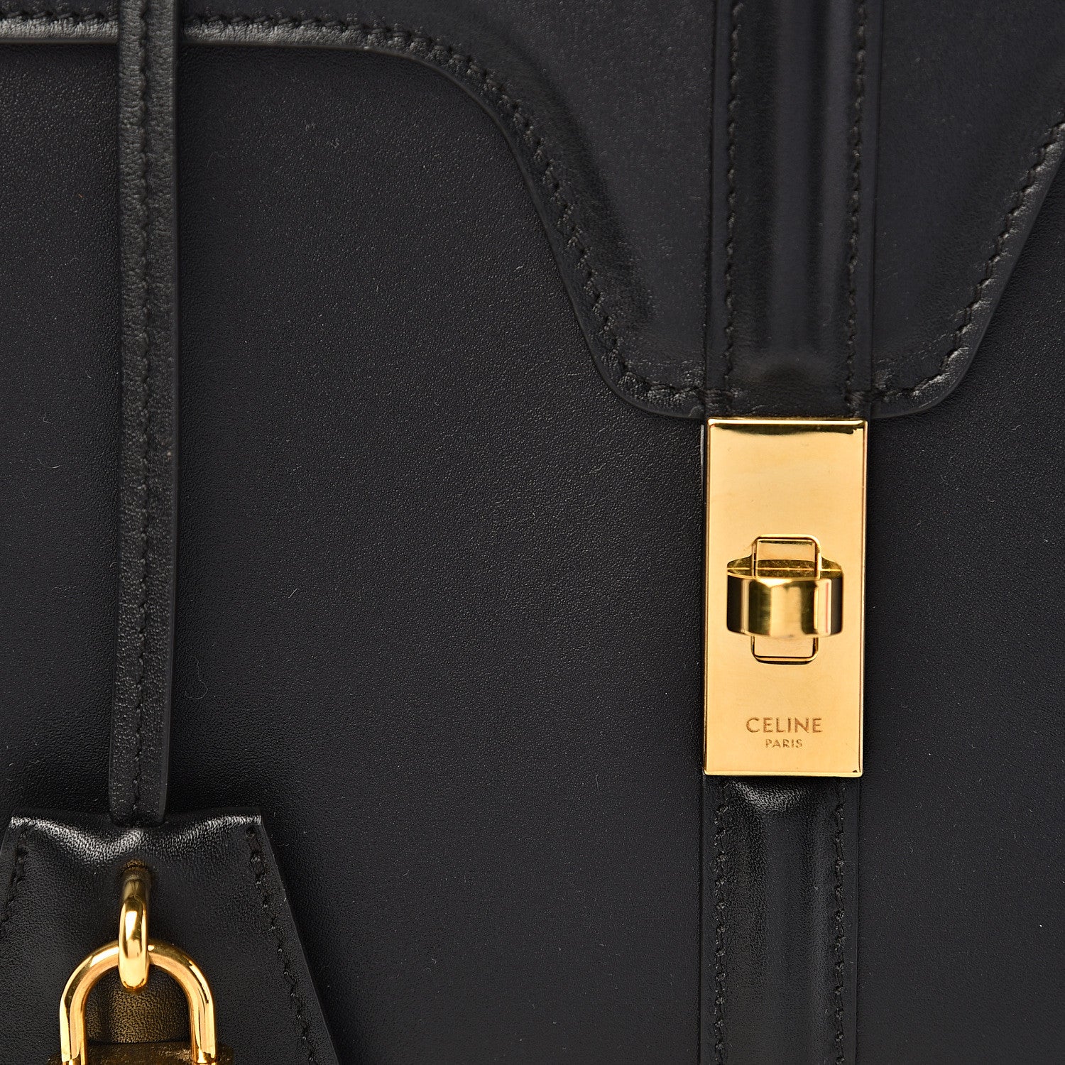 Celine Satinated Calfskin Medium 16 Top Handle Bag Black 10 of 11
