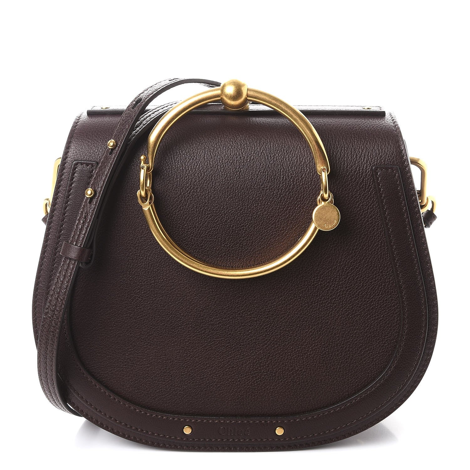 Chloe Calfskin Suede Medium Nile Bracelet Bag Carbon Brown 1 of 8