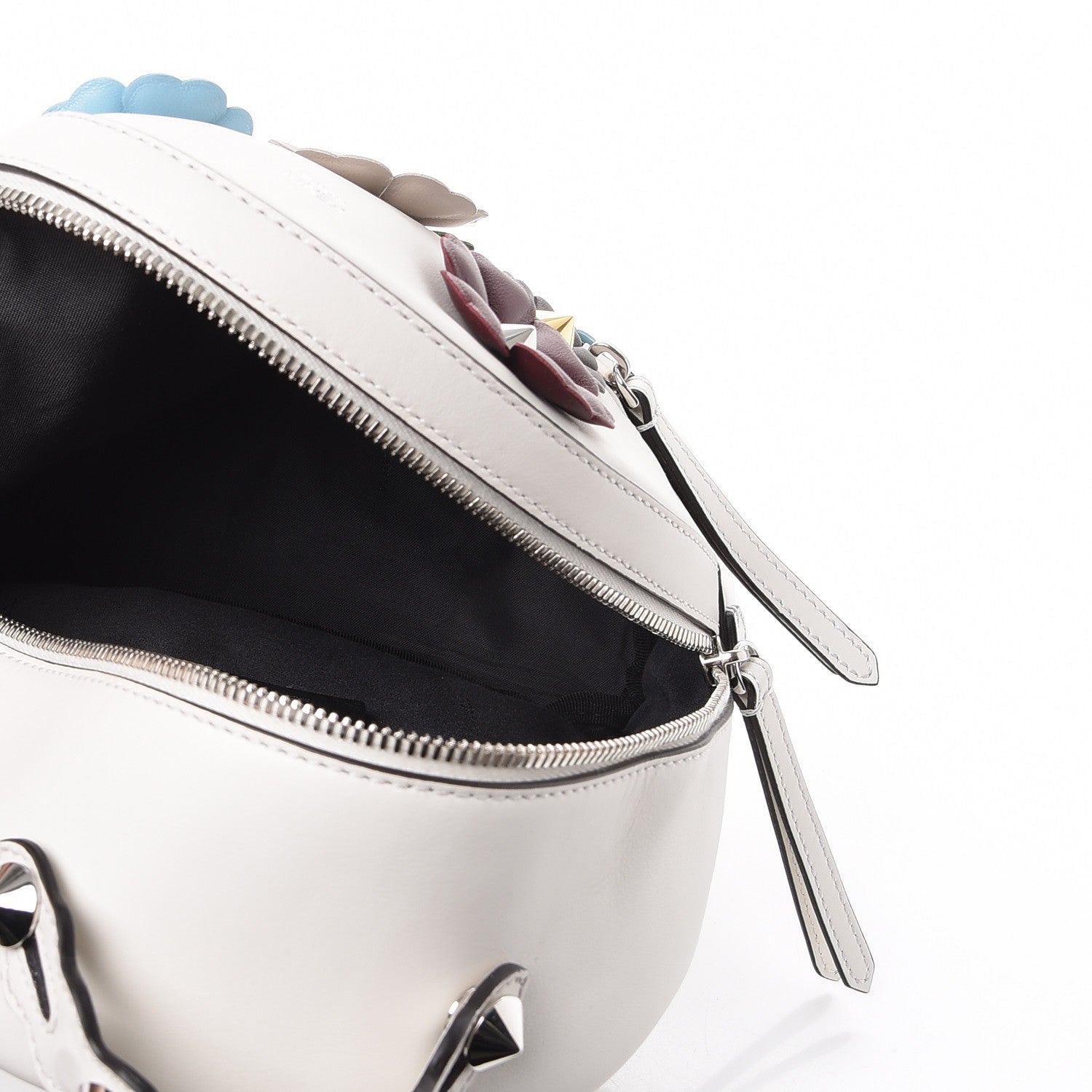 Fendi Vitello Century Nappa Flowerland Studded Mini Backpack White Ice Multicolor 5 of 8