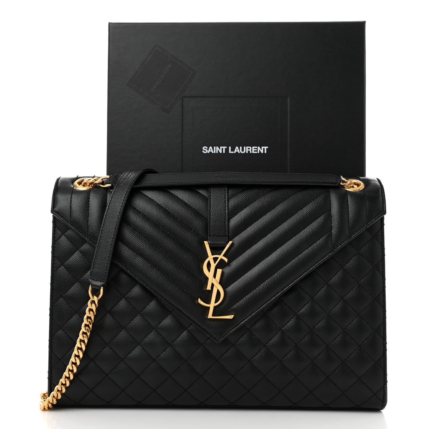 Saint Laurent Grain De Poudre Textured Mixed Matelasse Large Triquilt Monogram Satchel Black 11 of 11