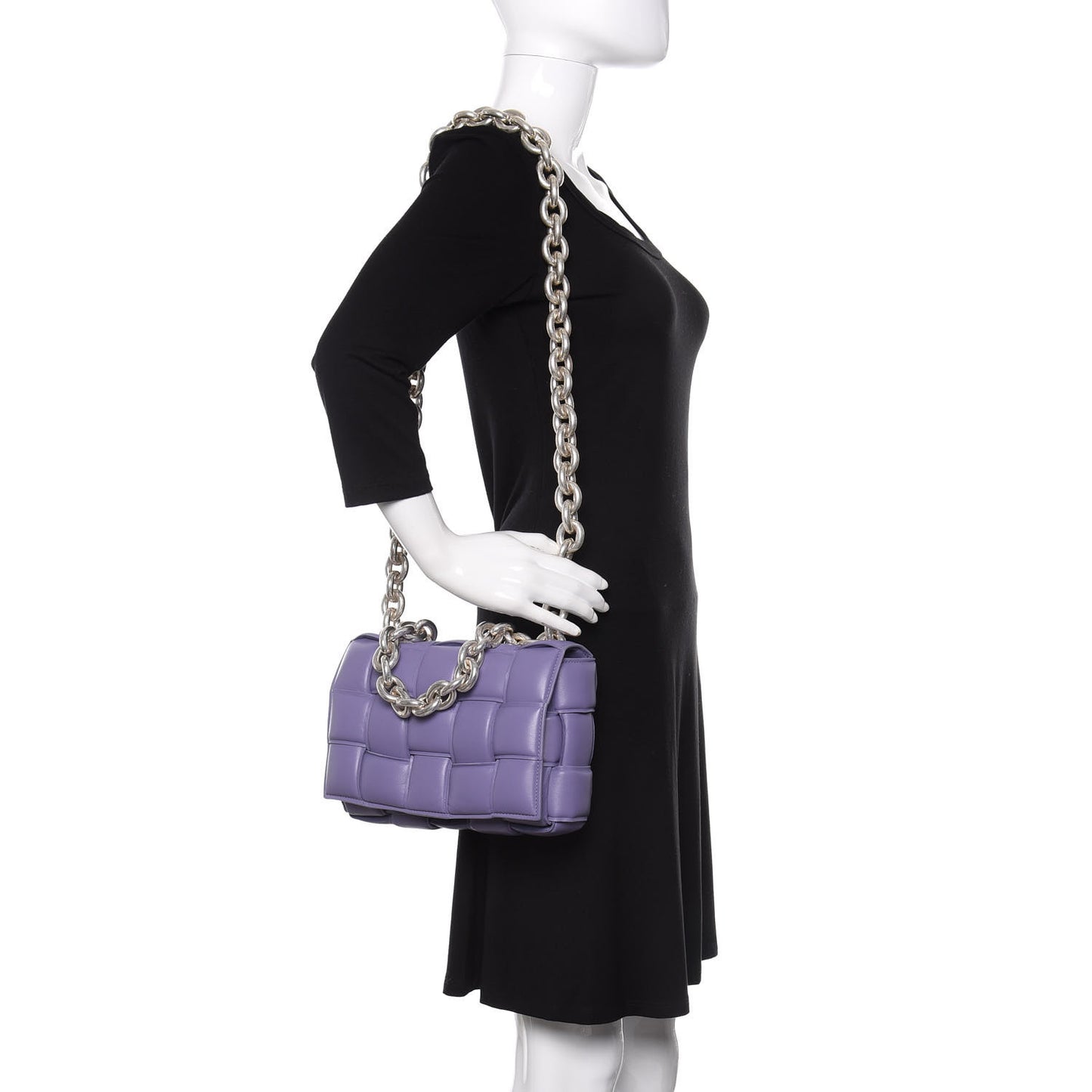 Lambskin Maxi Intreccio Padded Chain Cassette Crossbody Bag Lavender