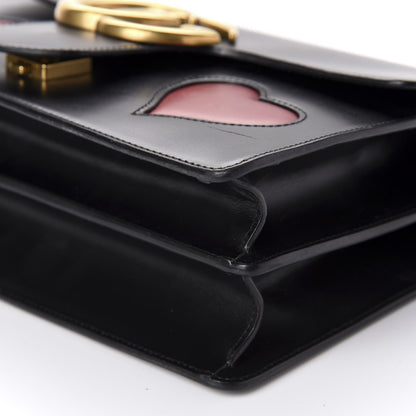 Gucci Knight Calfskin Malaga Kid Heart Medium GG Marmont Chain Handle Bag Black Hibiscus Red Multicolor 7 of 16
