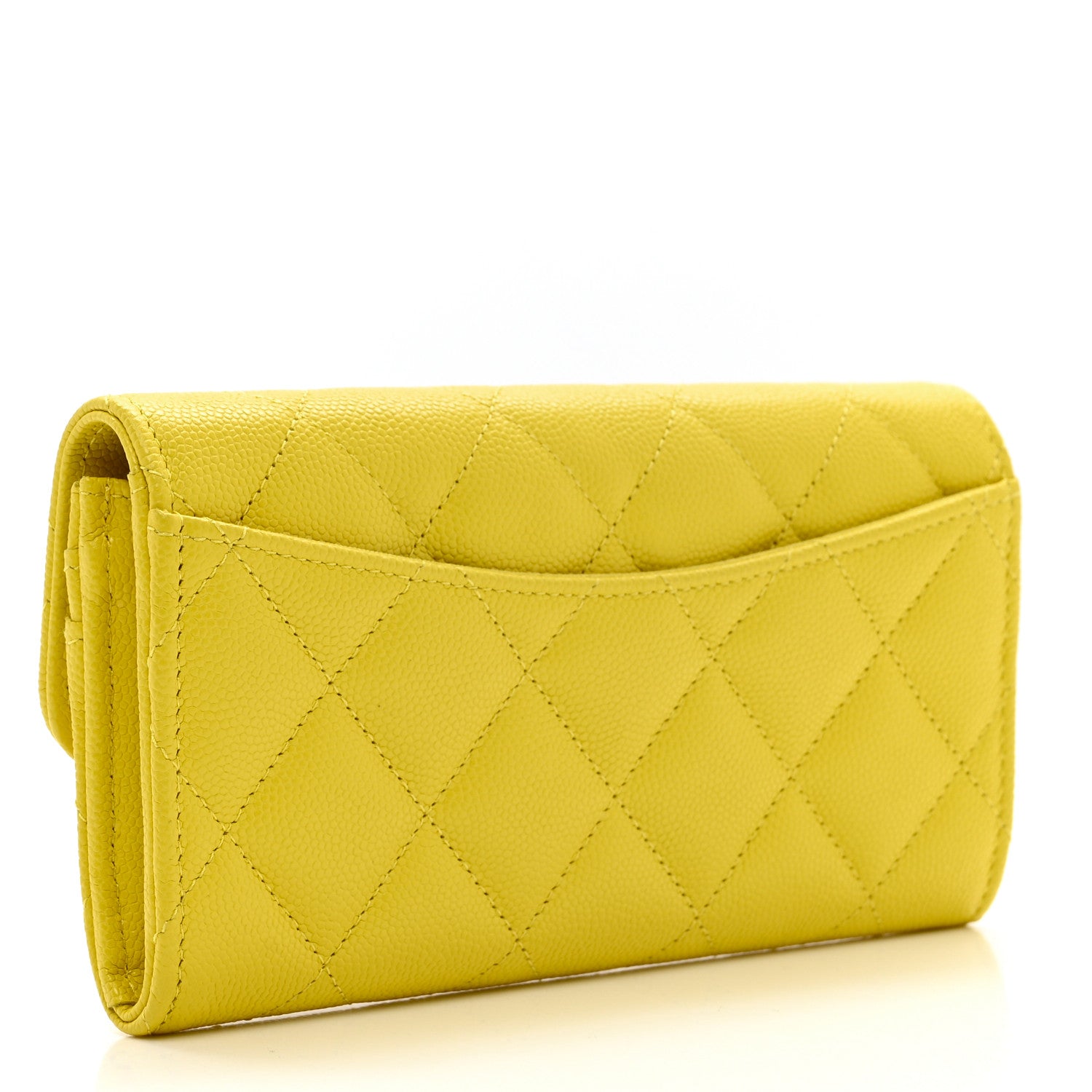 Chanel Caviar Quilted Flap Wallet Yellow 3 of 9