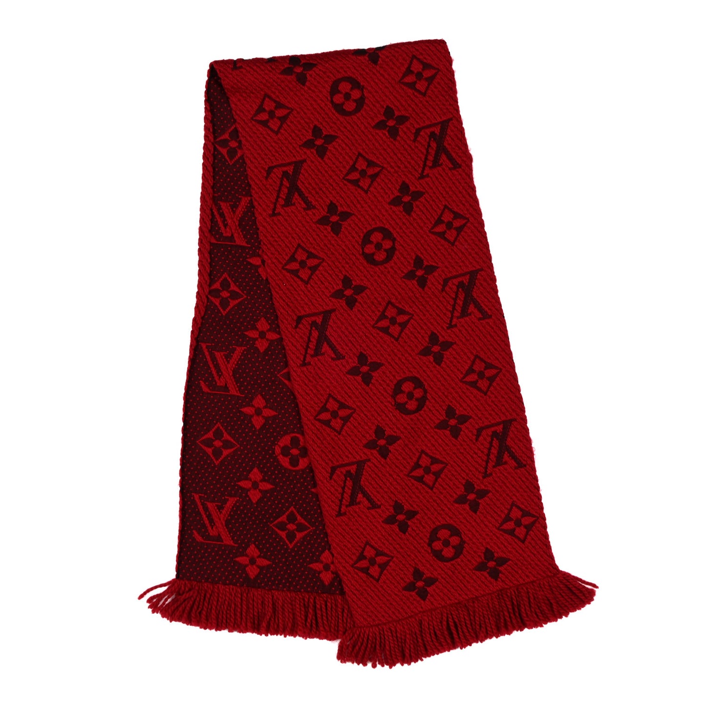 Wool Silk Logomania Scarf Rubis