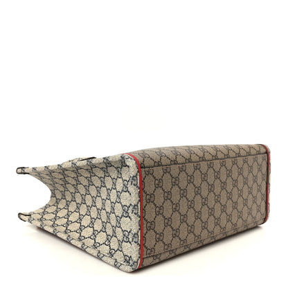 Gucci GG Supreme Monogram Exquisite Small Tote Beige Ebony Blue Crop Live Red 4 of 11