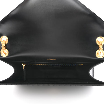 Saint Laurent Grain De Poudre Textured Mixed Matelasse Large Triquilt Monogram Satchel Black 5 of 11