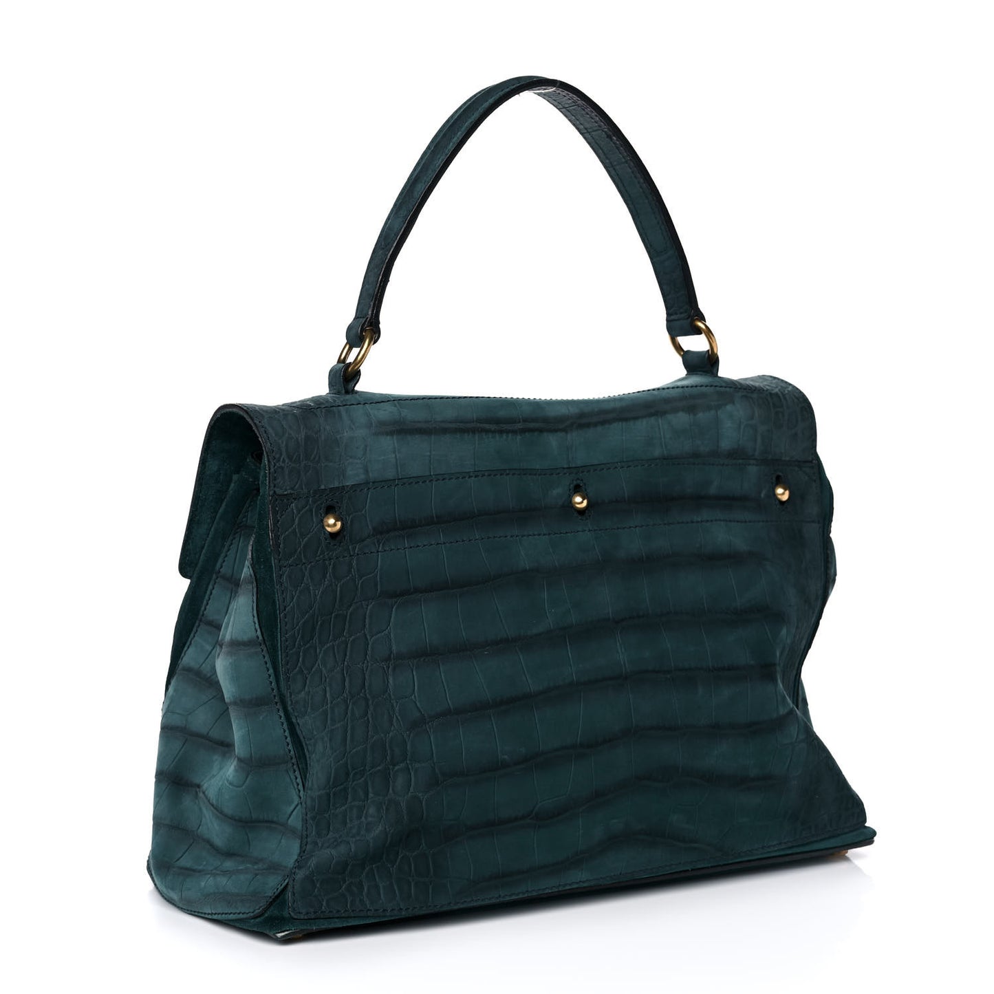 Crocodile Embossed Nubuck Calfskin Large Muse Two Green