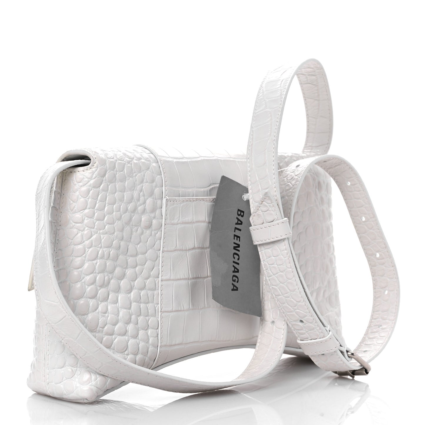 Extra Supple Calfskin Crocodile Embossed XS Downtown Shoulder Bag White