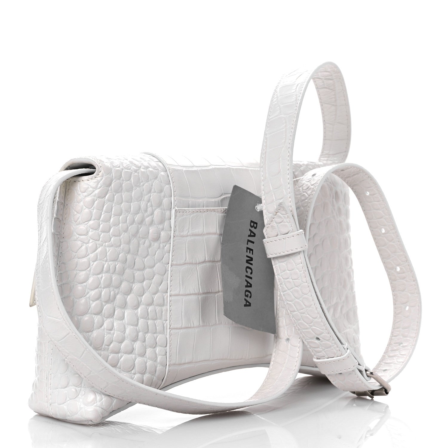 Balenciaga Extra Supple Calfskin Crocodile Embossed XS Downtown Shoulder Bag White 3 of 21