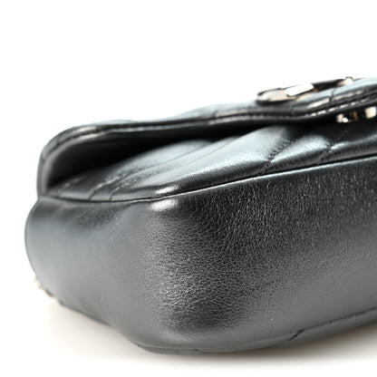 Gucci Metallic Lambskin Matelasse Mini GG Marmont Shoulder Bag  Piombo 9 of 10