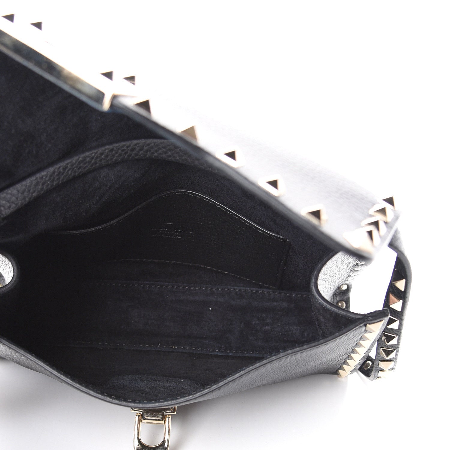 Valentino Garavani Pebbled Calfskin Medium Rockstud Flip Lock Crossbody Bag Black 4 of 10