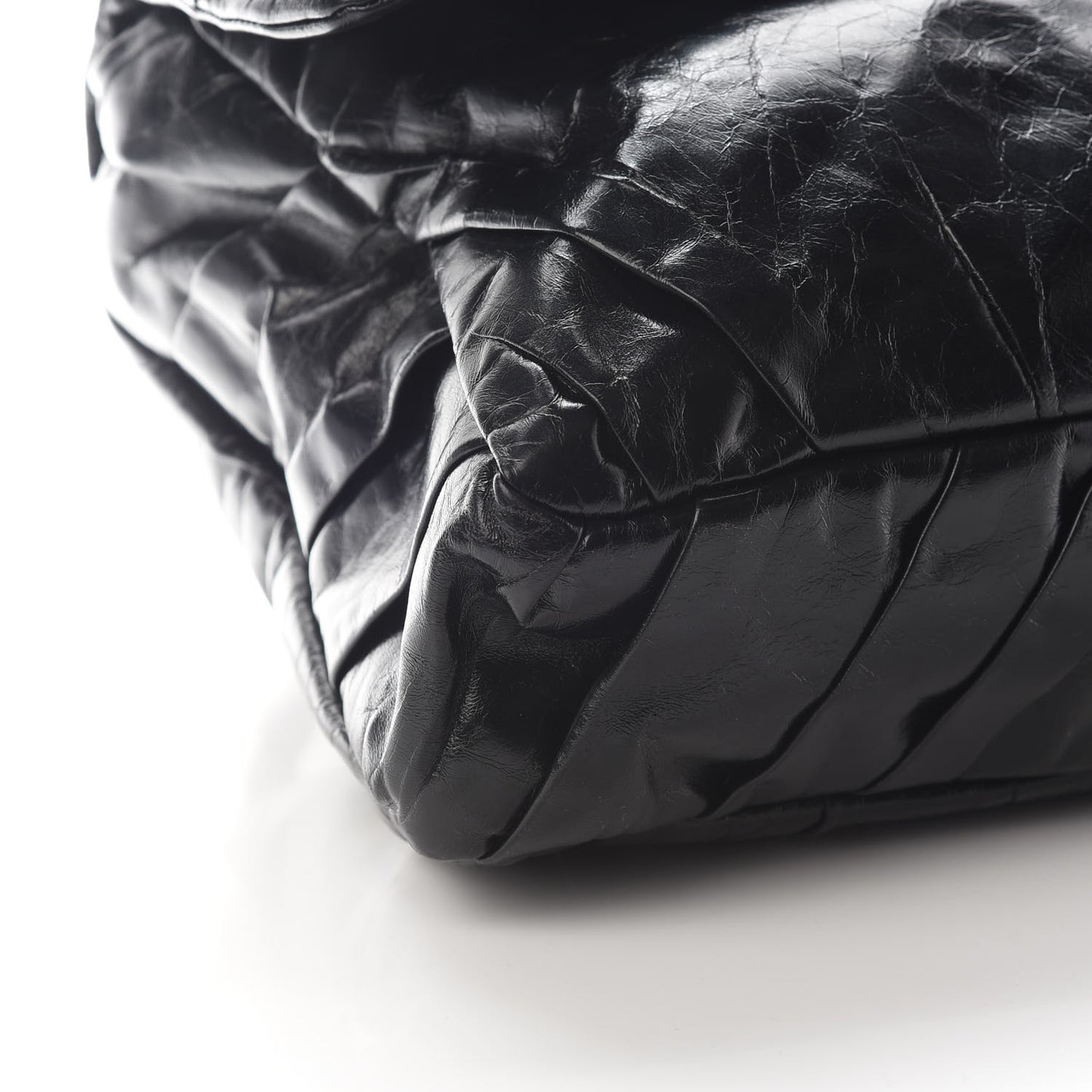 Glazed Calfskin Twisted Maxi Flap Black