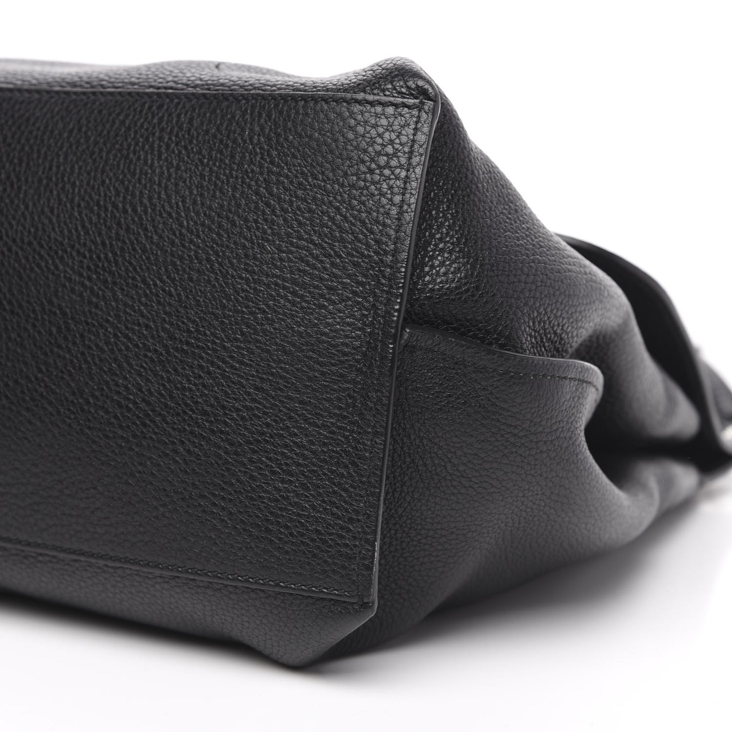 Pebbled Calfskin Large Bamboo Daily Top Handle Bag Black