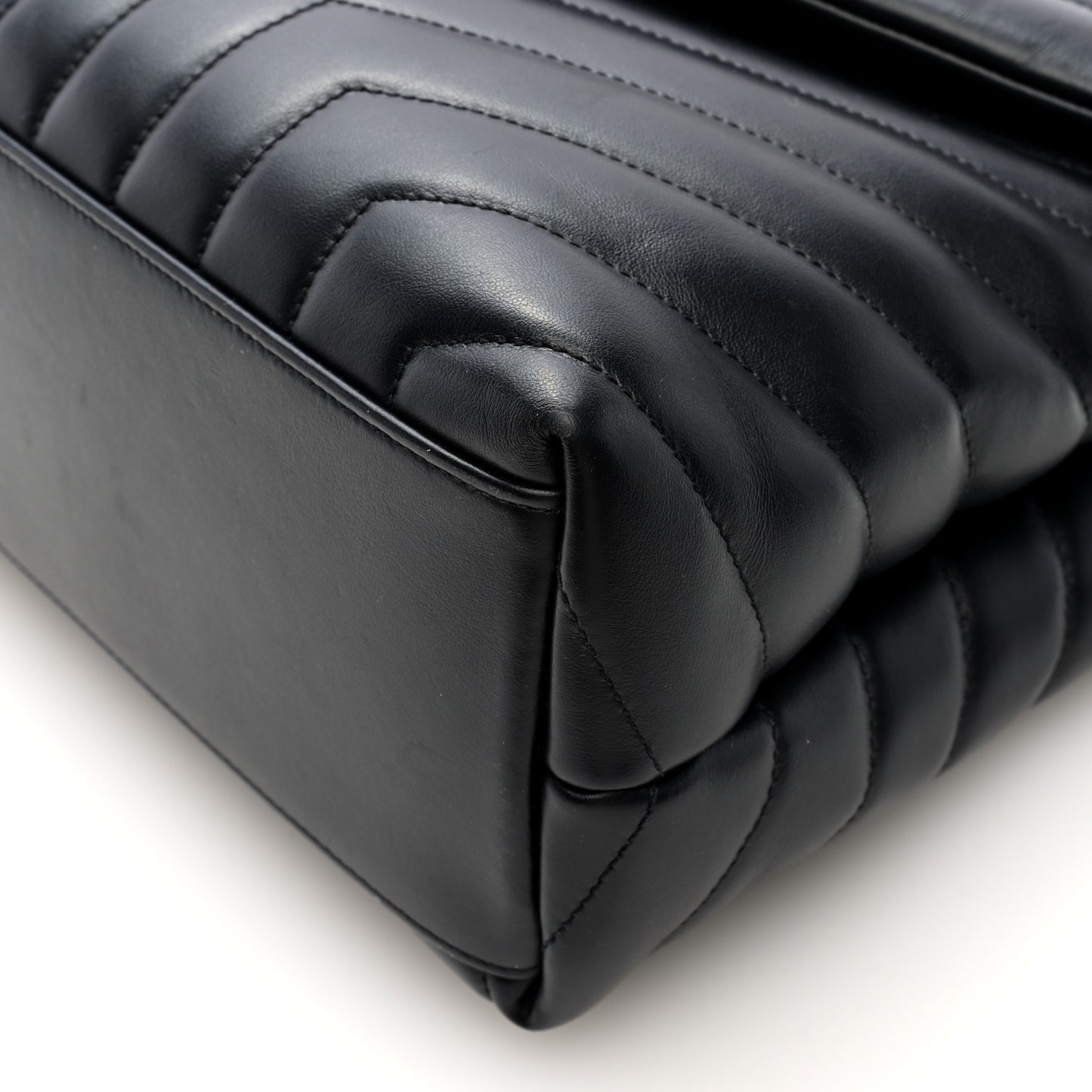 Calfskin Y Quilted Monogram Medium Loulou Chain Satchel Black