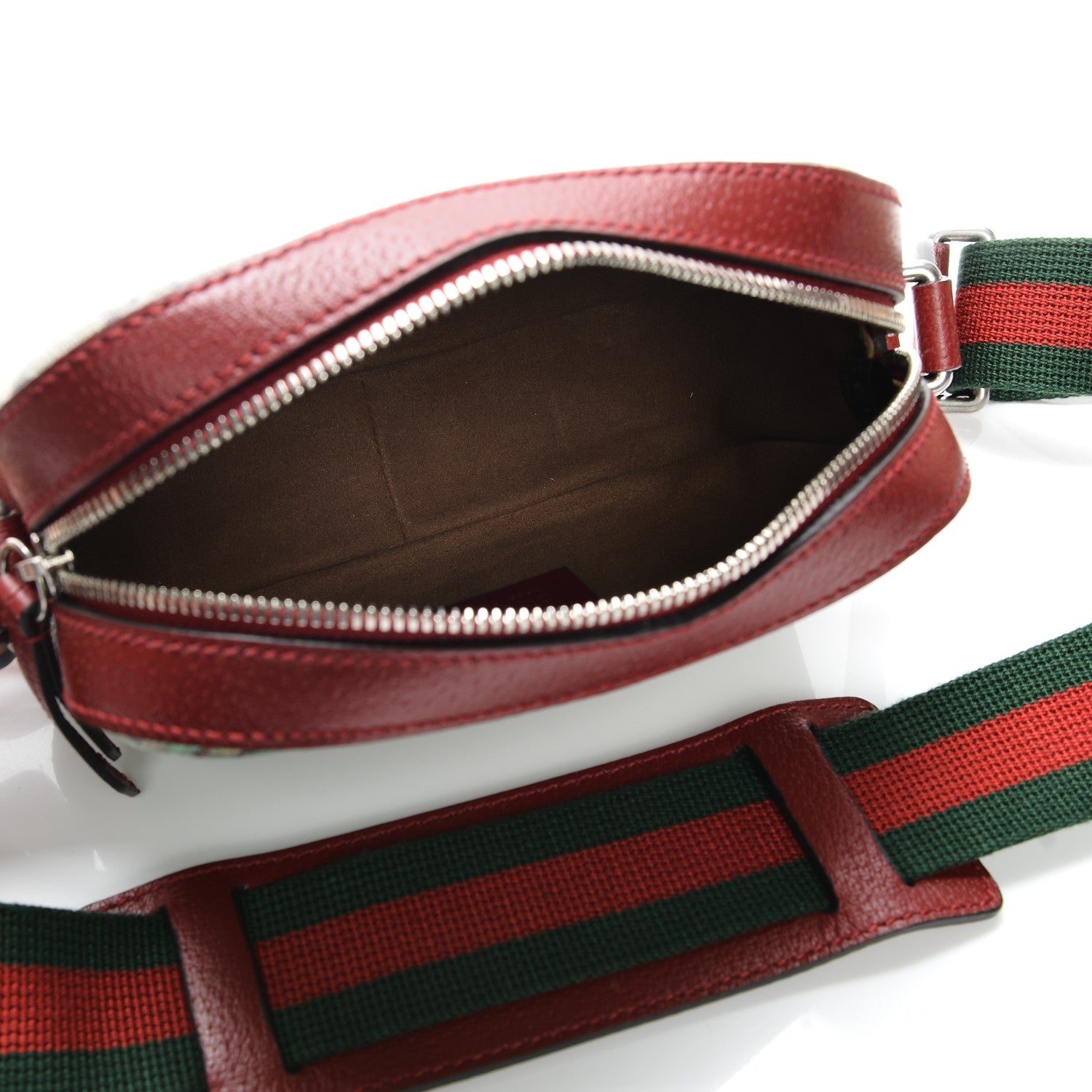 Gucci GG Supreme Monogram Tian Web Small Camera Bag Beige Multicolor Red 5 of 8