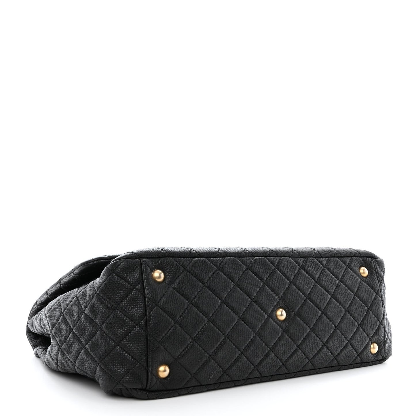 Calfskin Quilted XXL Travel Flap Bag Black