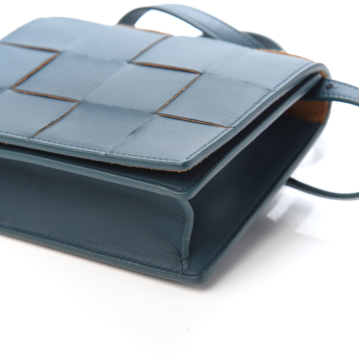 Lambskin Maxi Intrecciato Mini Cassette Crossbody Bag Petrol Blue