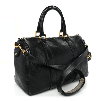 Chanel Calfskin Stitched Duffle Travel Bag Black 3 of 12