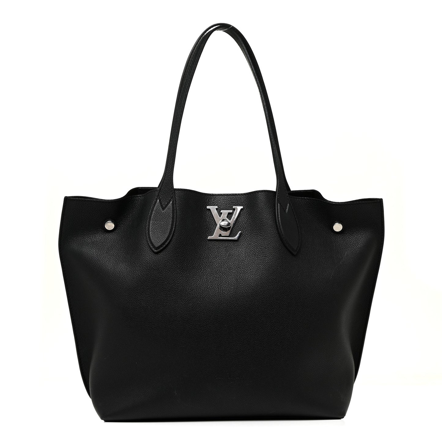 Calfskin Lockme Go Tote Black