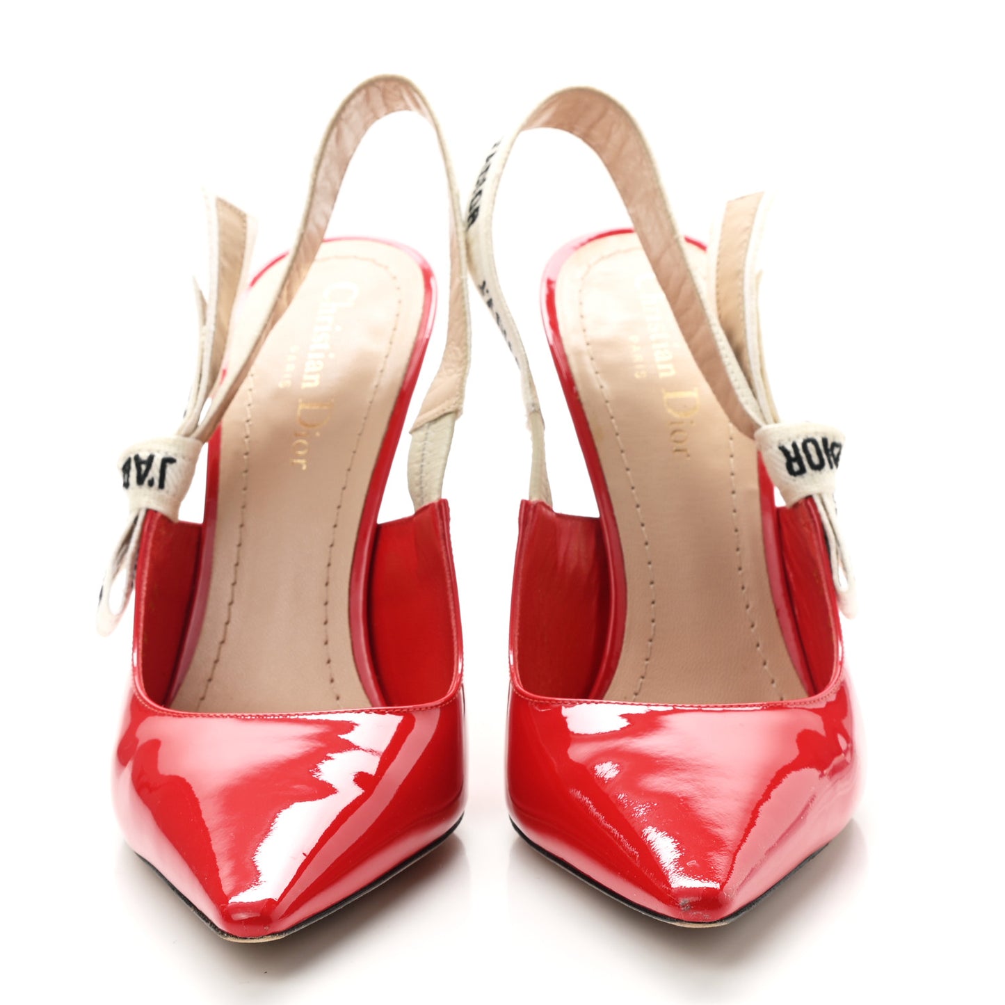 Patent Ribbon J'Adior Slingback 100mm Pumps 39 Red