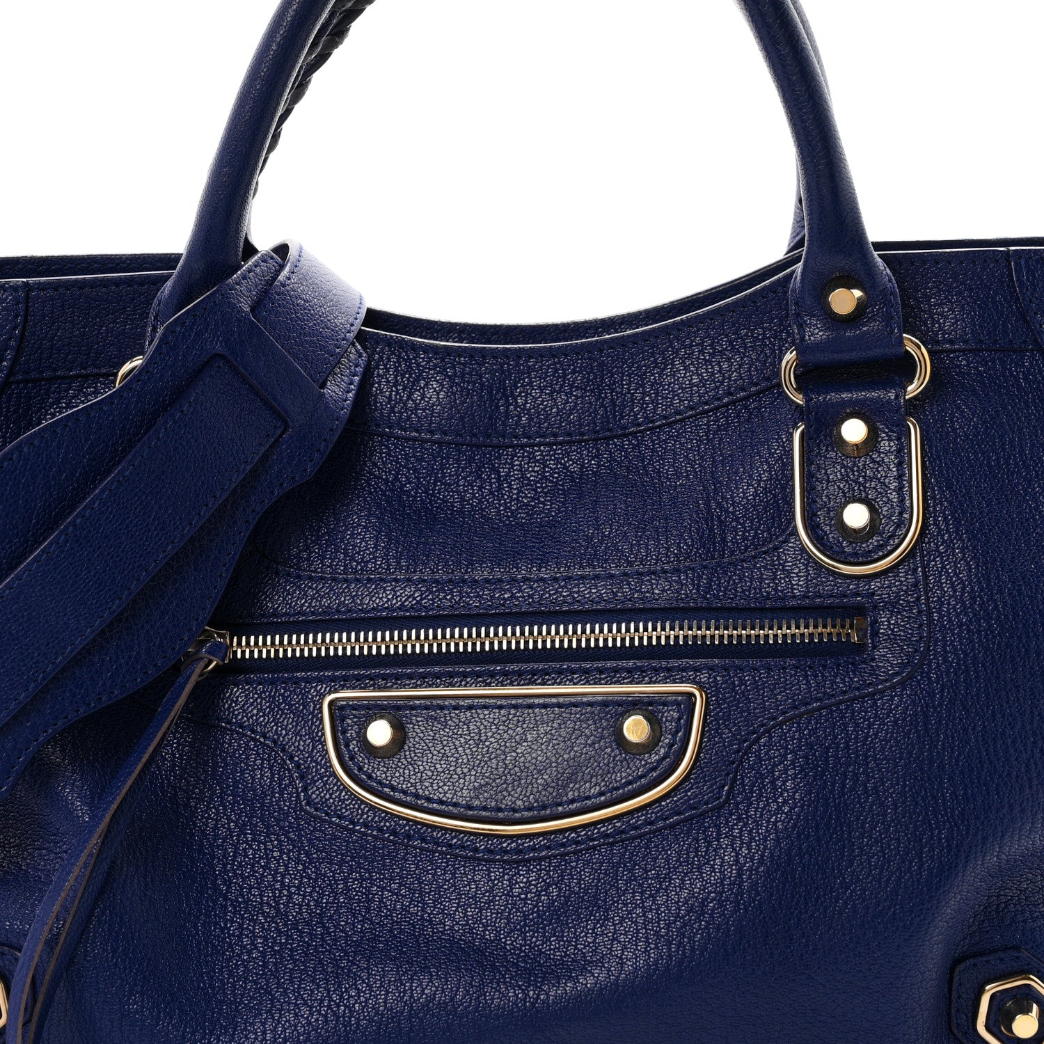 Balenciaga Chevre Gold Metallic Edge Hardware City Bleu Roi 8 of 11