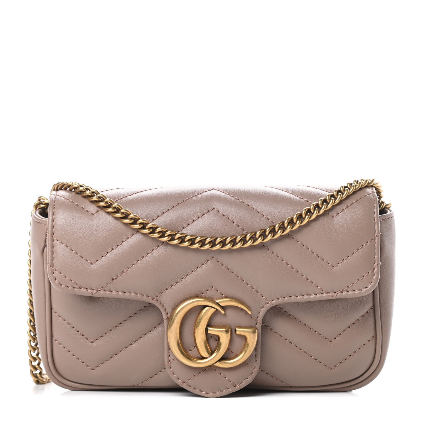 Calfskin Matelasse Super Mini GG Marmont Shoulder Bag Porcelain Rose