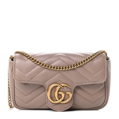 Gucci Calfskin Matelasse Super Mini GG Marmont Shoulder Bag Porcelain Rose 1 of 11