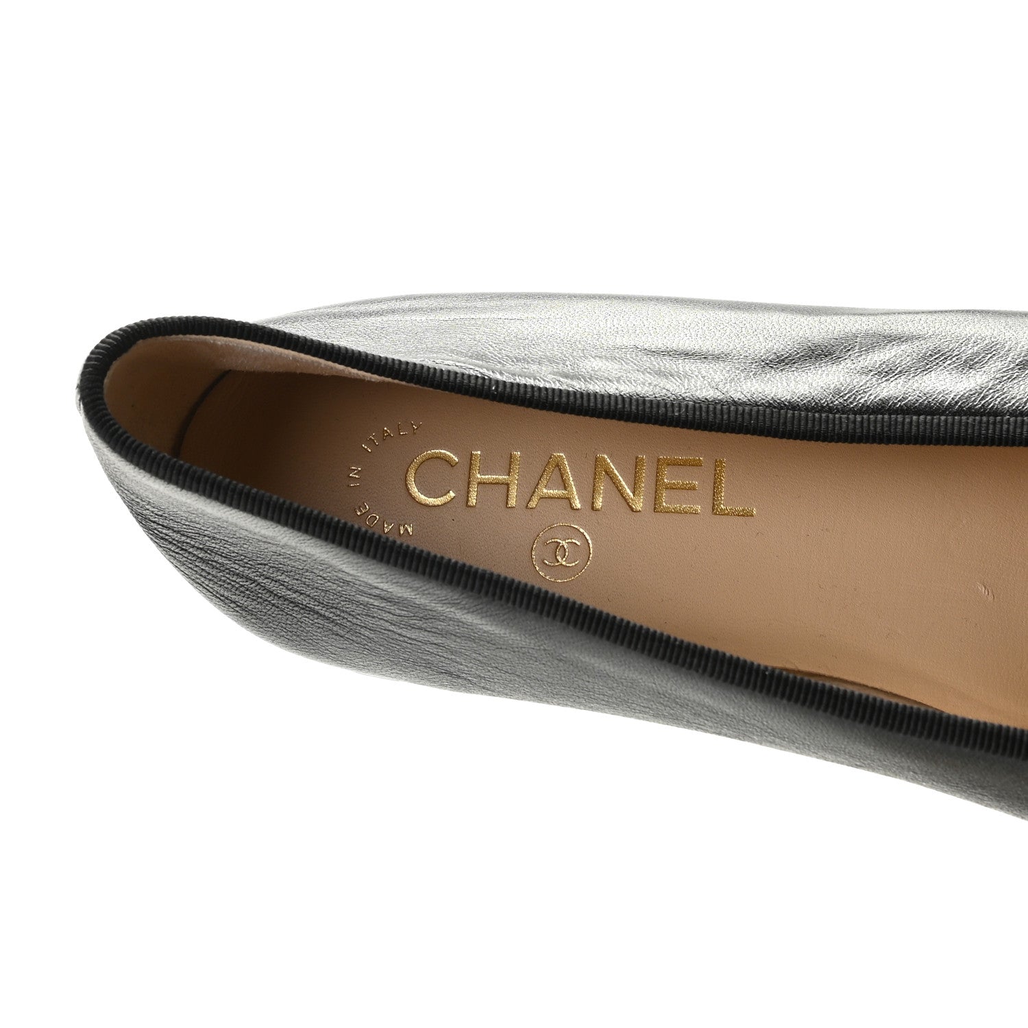 Chanel Lambskin Patent Cap Toe Ballerina Flats 40 Black 6 of 13