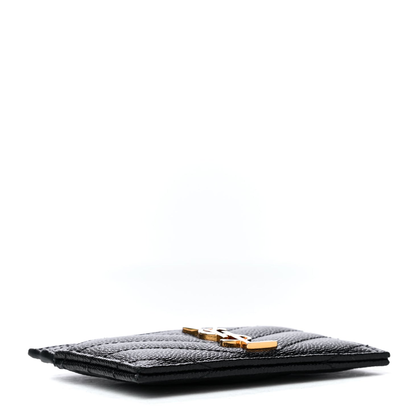 Grain De Poudre Matelasse Chevron Monogram Credit Card Case Black