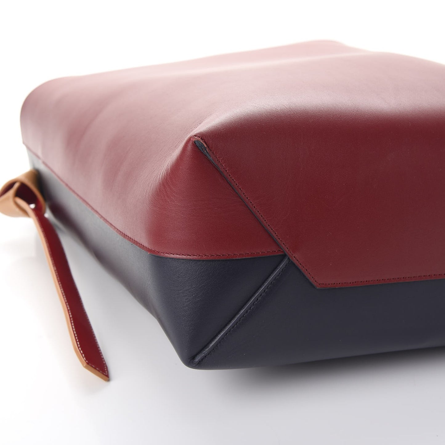 Shiny Smooth Calfskin Small Twisted Cabas Dark Ruby Navy