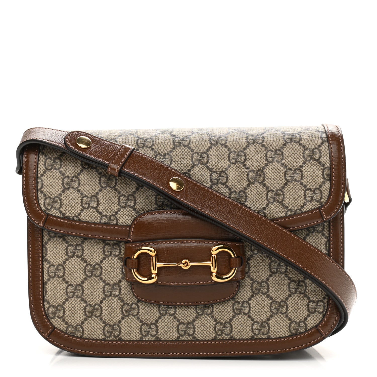Gucci GG Supreme Monogram Horsebit 1955 Shoulder Bag Beige Brown Sugar 1 of 12