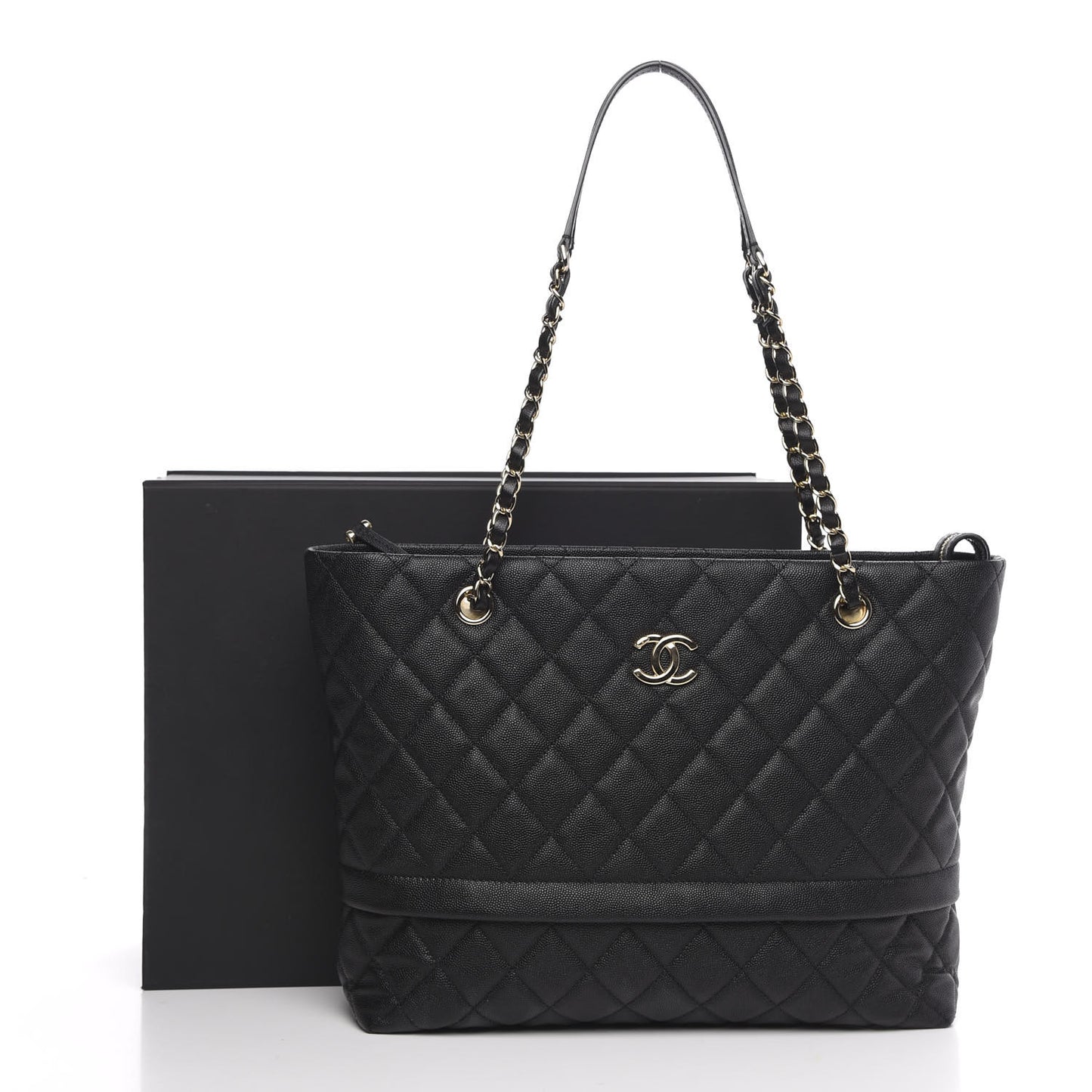 Caviar Quilted Rolled Up Tote Black