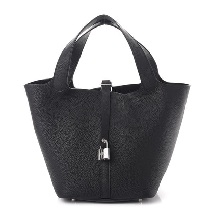 Hermes Taurillon Clemence Picotin Lock 22 MM Black 1 of 8