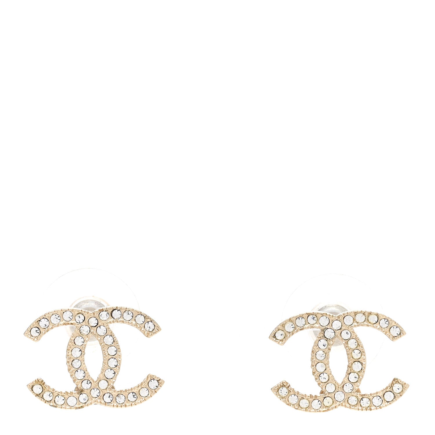 Chanel Crystal CC Earrings Gold 1 of 4