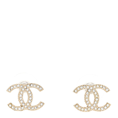 Chanel Crystal CC Earrings Gold 1 of 4