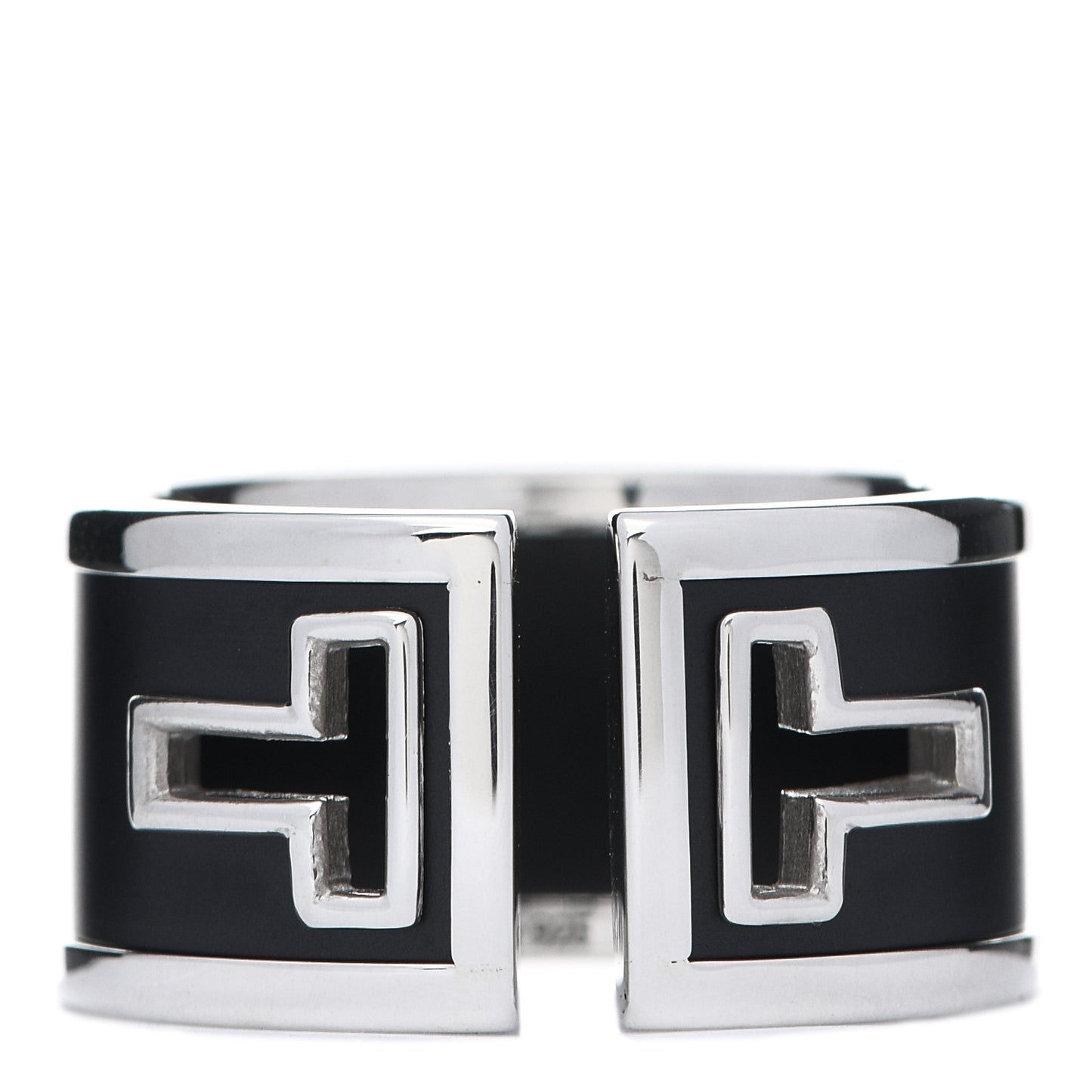 Sterling Silver Black Ceramic T Cutout Ring 52 6