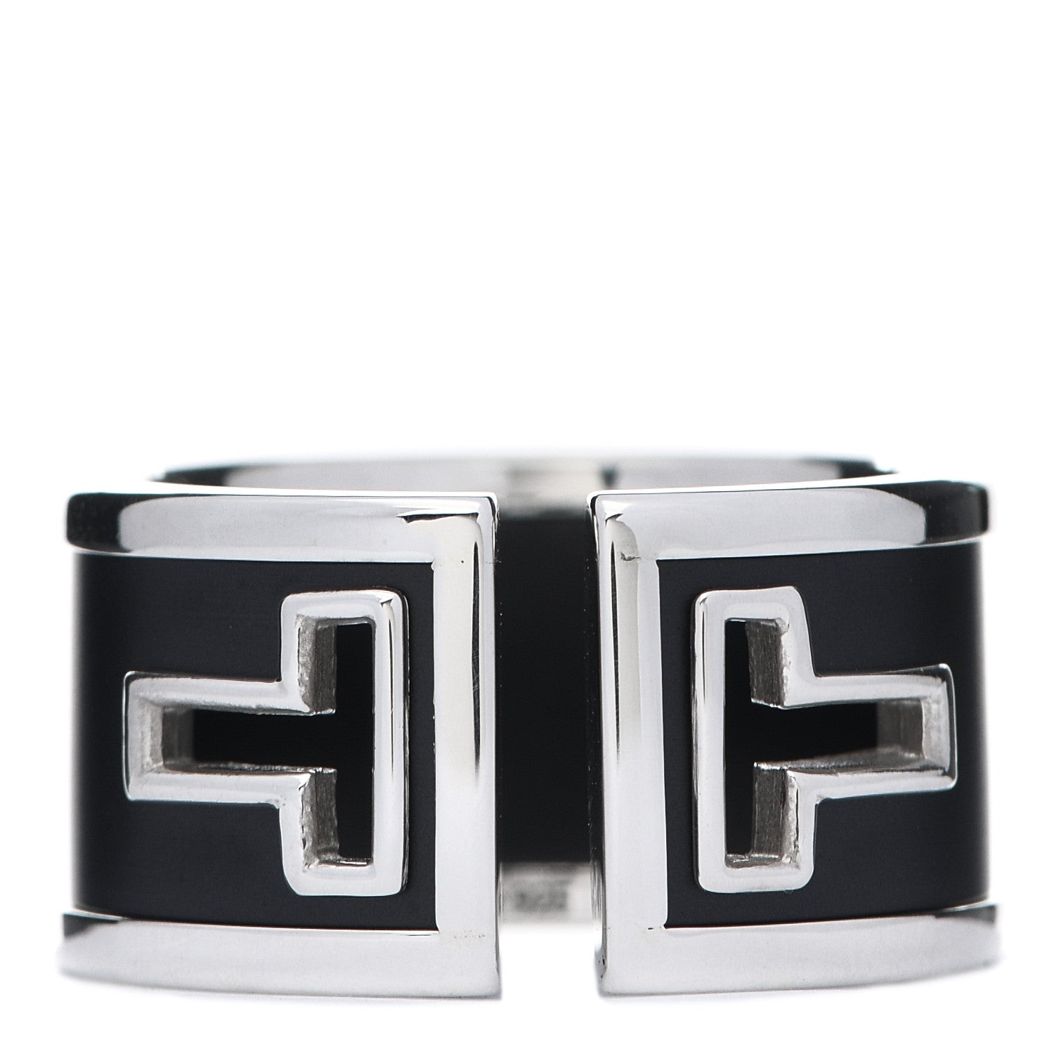 Tiffany Sterling Silver Black Ceramic T Cutout Ring 52 6 1 of 6