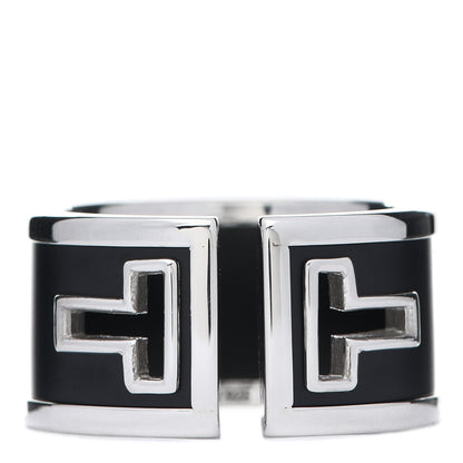 Tiffany Sterling Silver Black Ceramic T Cutout Ring 52 6 1 of 6