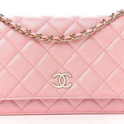 Chanel Iridescent Caviar Quilted Wallet on Chain WOC Rose Pink 10 of 11