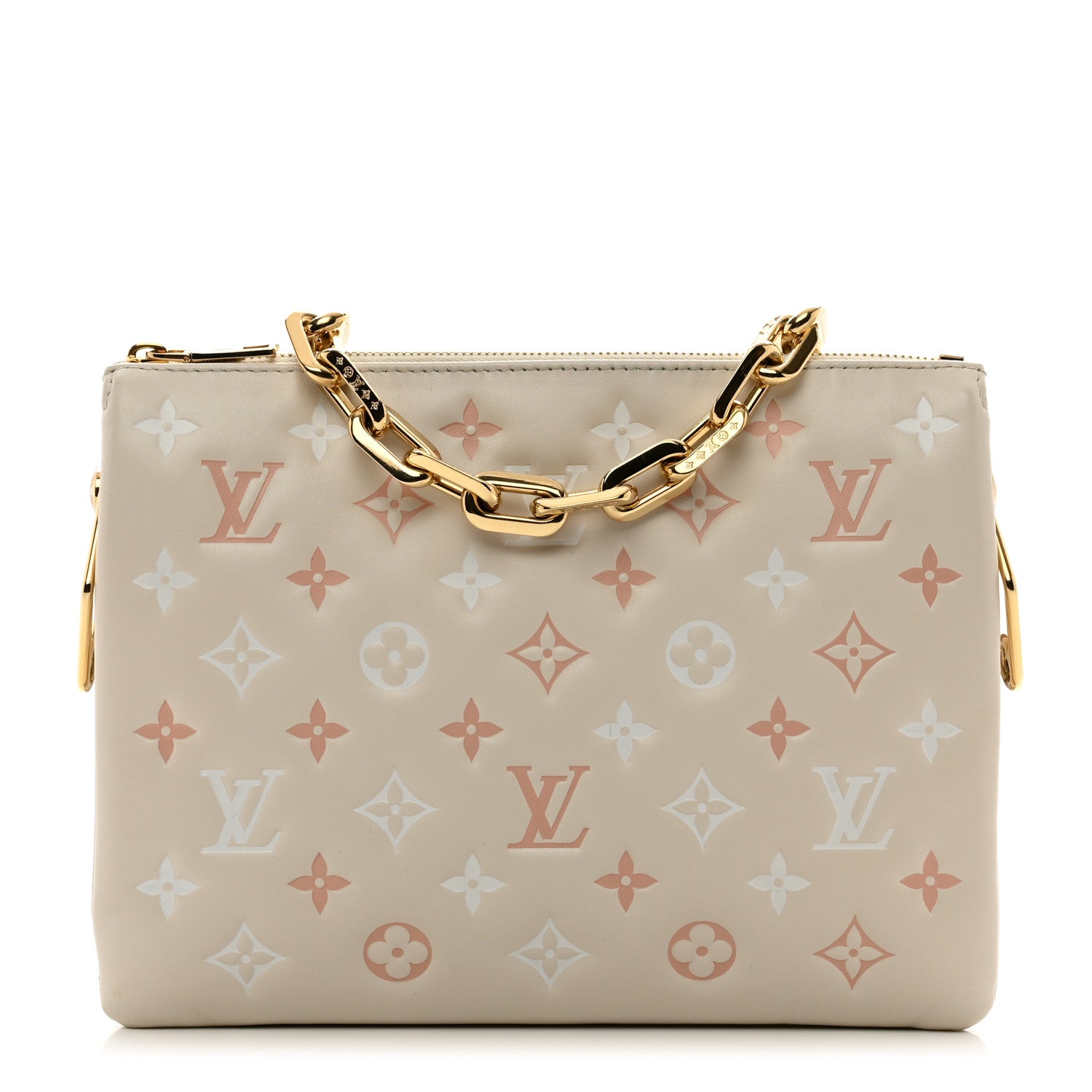 Louis Vuitton Lambskin Embossed Monogram Coussin PM Natural Creme 1 of 9